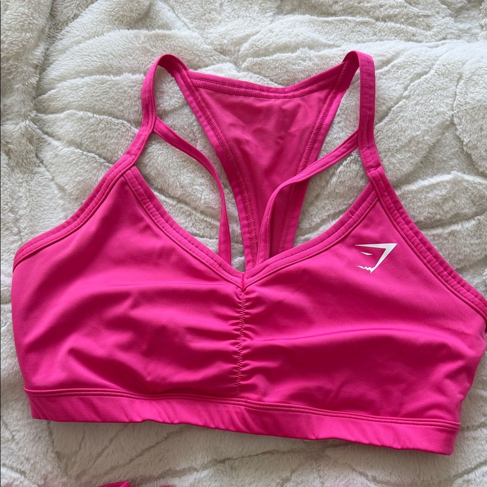 Gymshark Pink Racerback Sports Bra & Leggings - Hot/Bright Pink - Picture 2 of 4